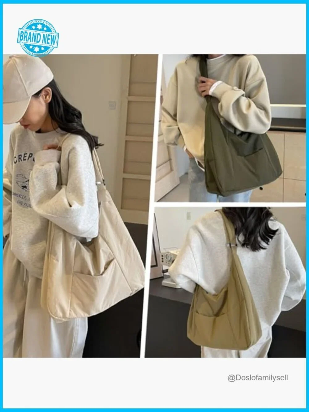 Large Nylon Puffer Hobo Tote Bag Casual Slouchy Crossbody Shoulder Handbag
